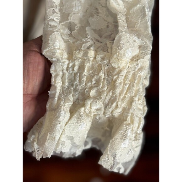 Origami boho lace sleeve pull over dress Nylon/spandex  Xl beige Cotagecore - Picture 8 of 13